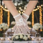 Handmade Elegant Short Lace Gloves | Bridal Wedding Accessory