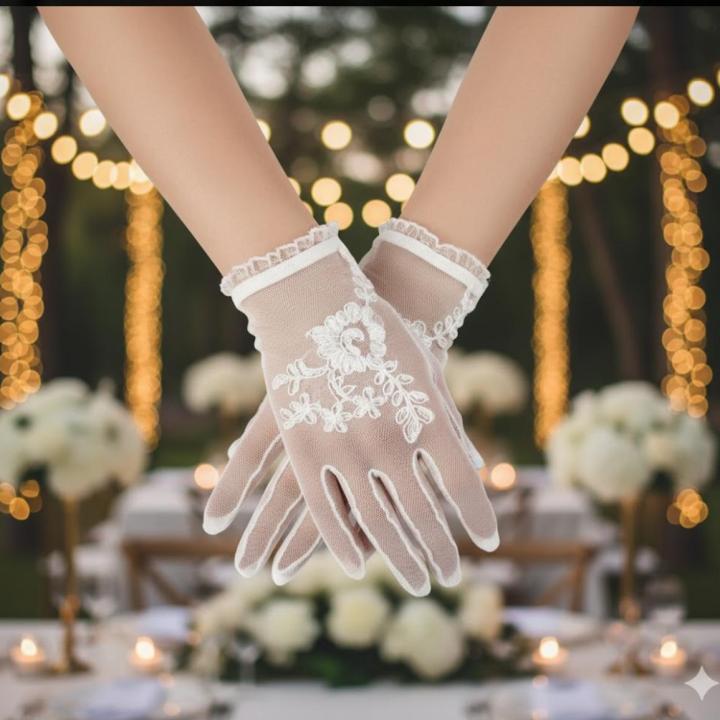 Handmade Elegant Short Lace Gloves | Bridal Wedding Accessory