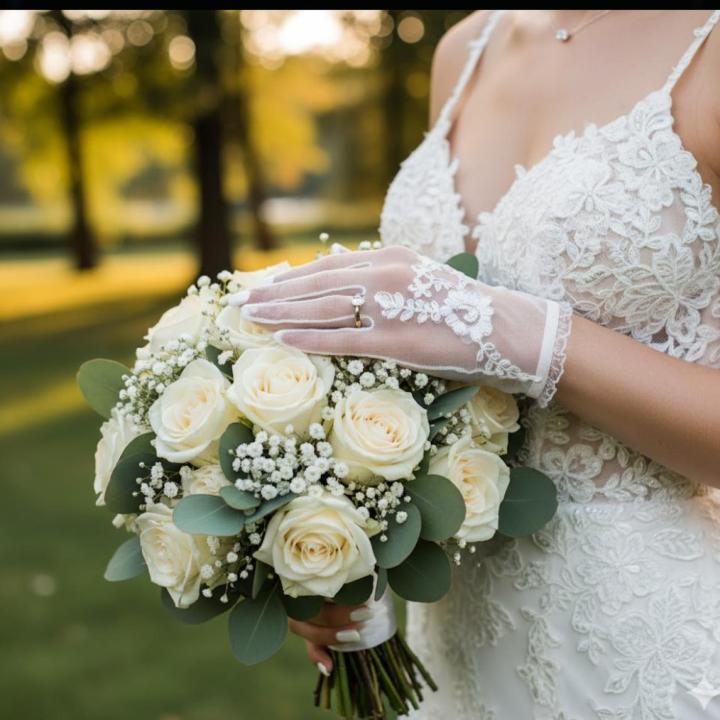 Handmade Elegant Short Lace Gloves | Bridal Wedding Accessory